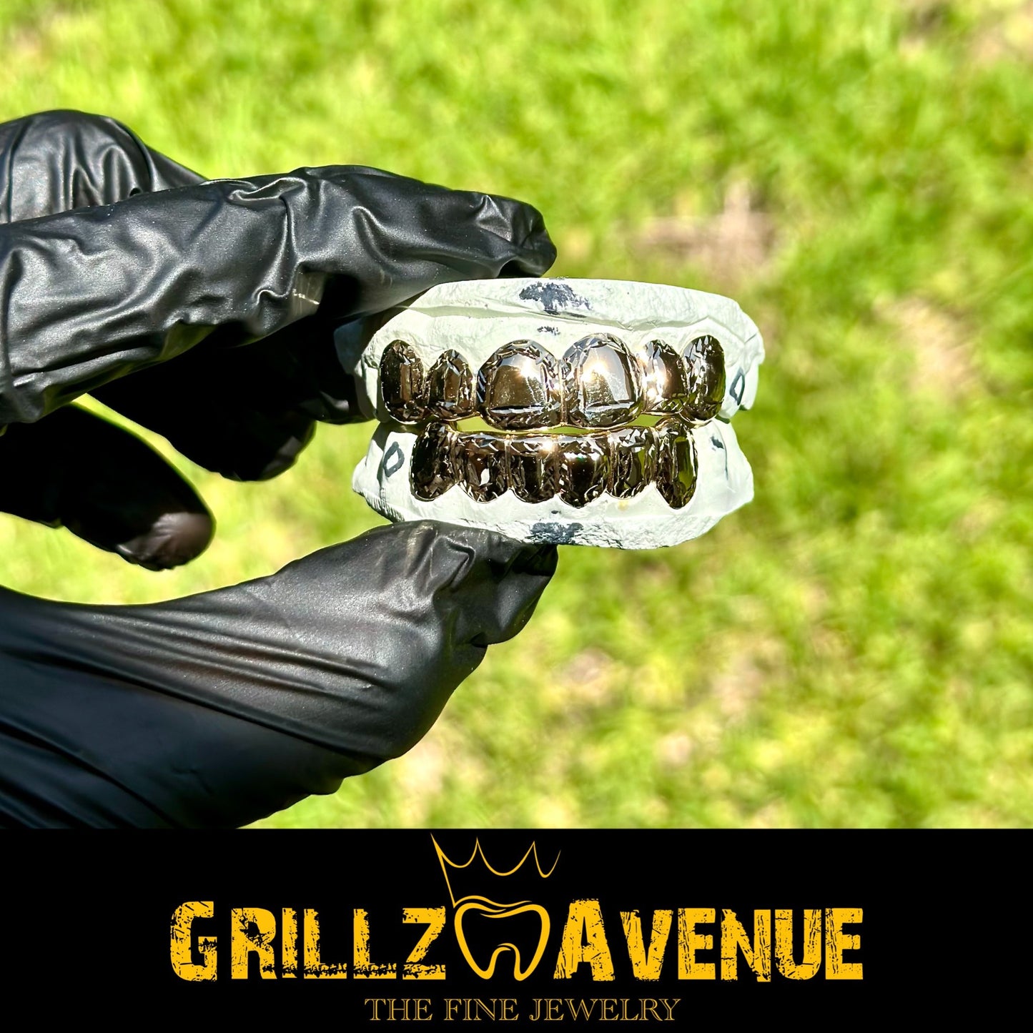 Custom Grillz Diamond Cuts Outline 10k Yellow Gold