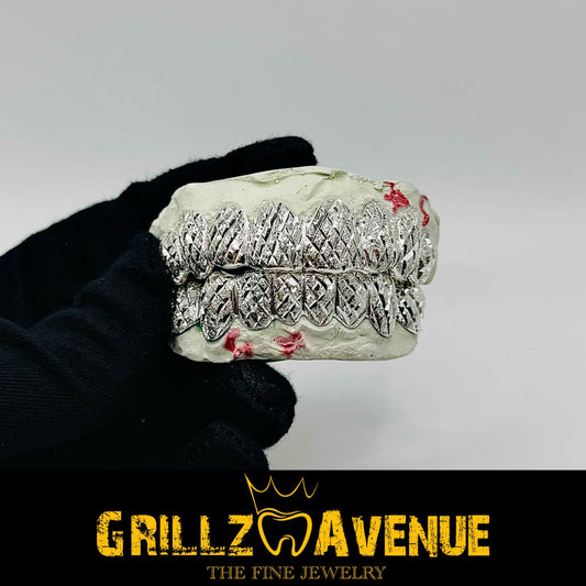 Custom Grillz Diamond Cuts and Diamond Dust Sterling 925 Silver