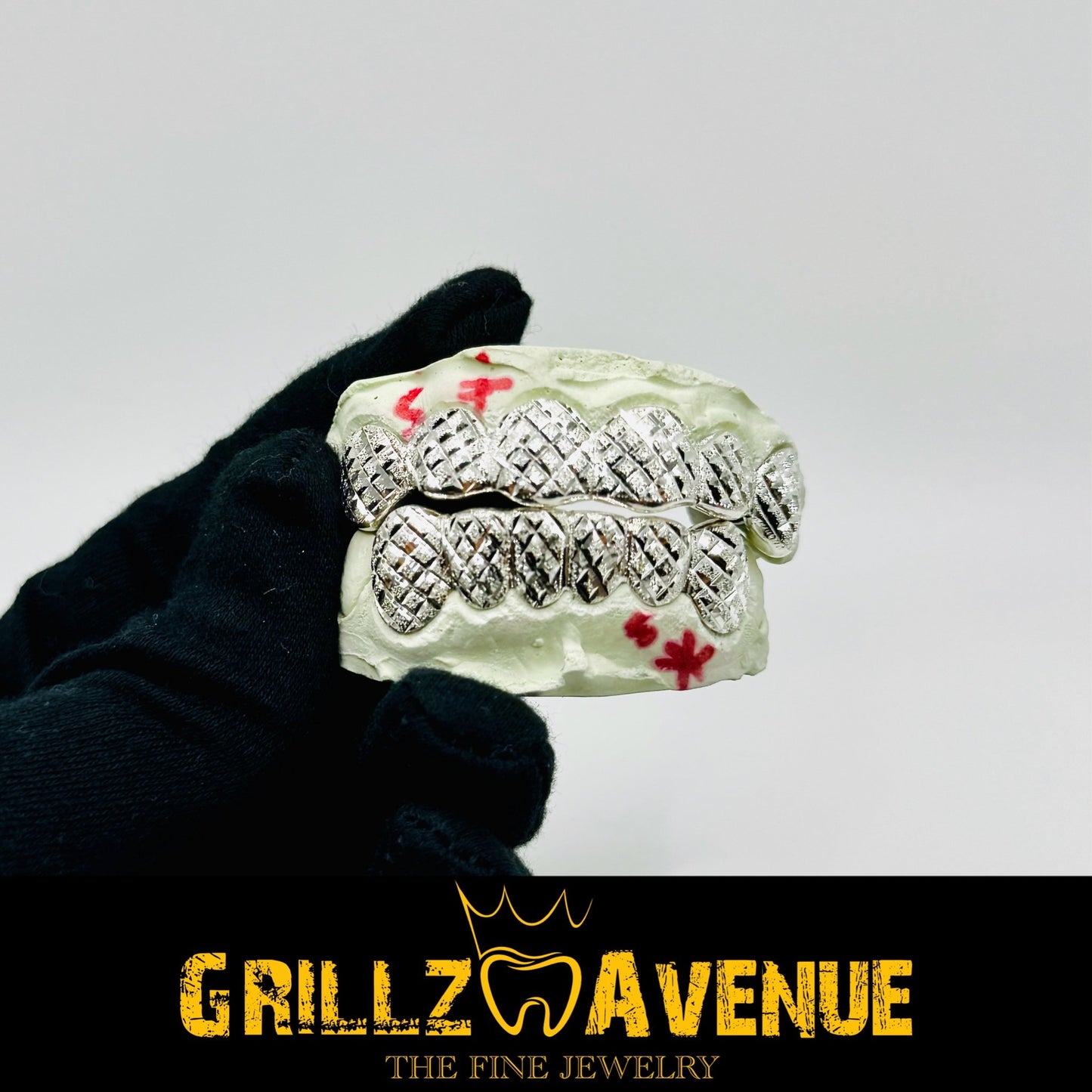 Custom Grillz Diamond Cuts and Diamond Dust Sterling 925 Silver