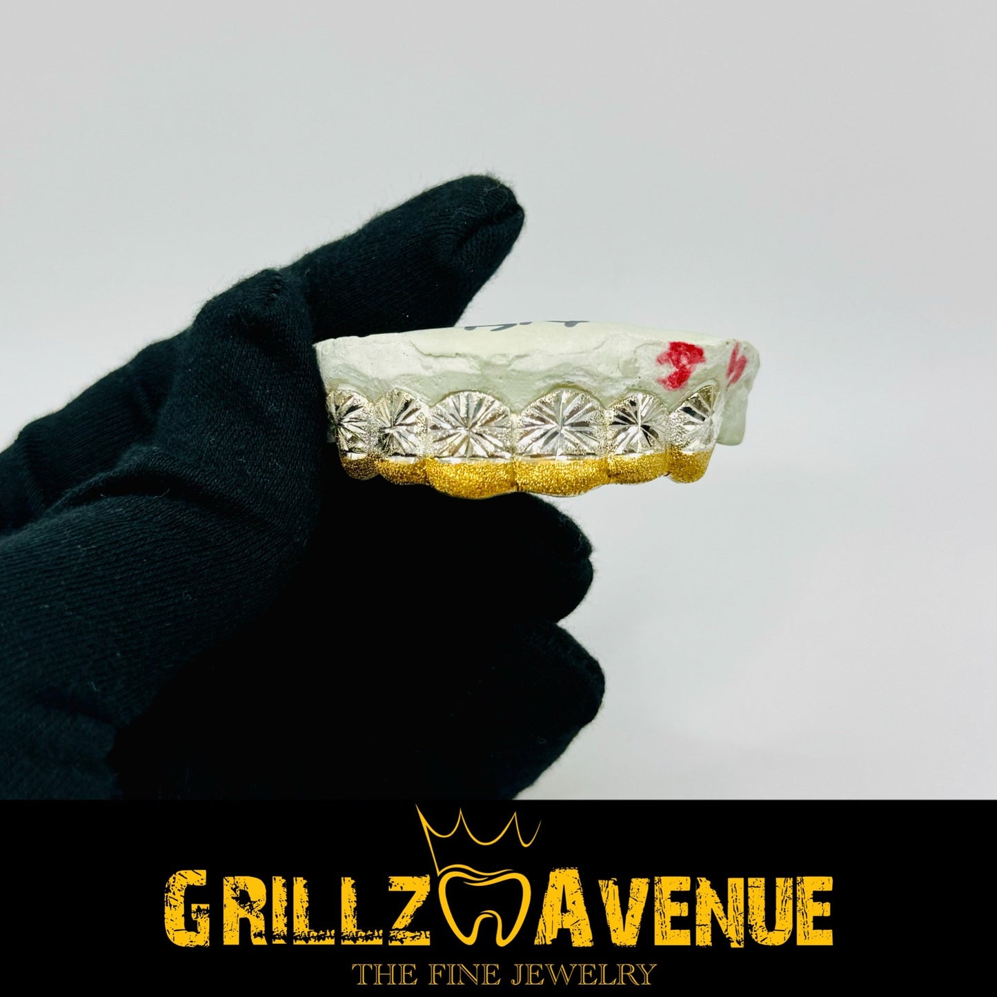 Custom Grillz Starburst Cuts and Diamond Dust Sterling 925 Silver