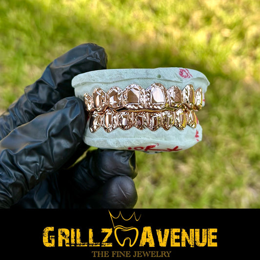 Custom Grillz Diamond Cuts Outline 10k Rose Gold