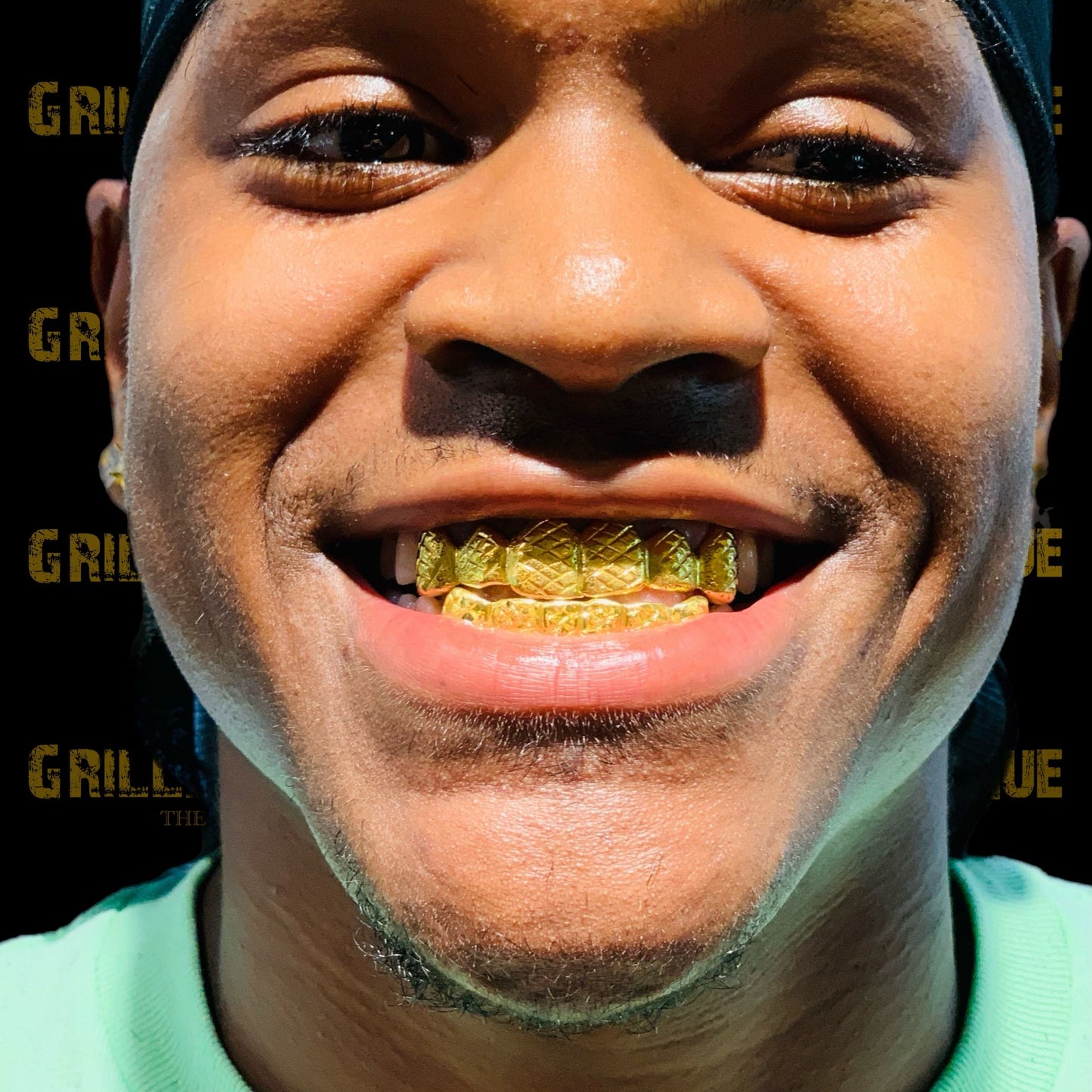 Custom Grillz Diamond Cuts and Diamond Dust 10k Yellow Gold