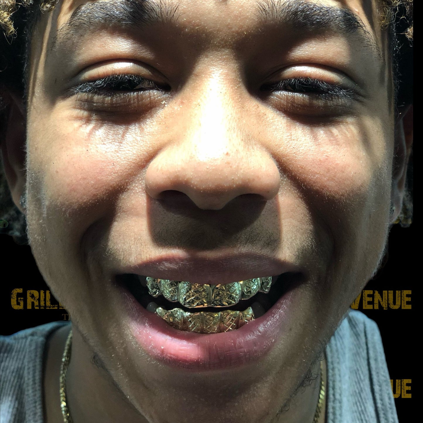 Custom Grillz Diamond Cuts and Diamond Dust 10k Yellow Gold